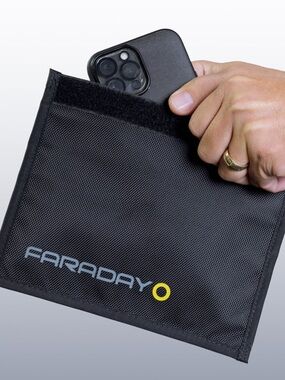 Black GoDark Faraday Signal-Blocking Cellphone Pouch with Yellow Logo